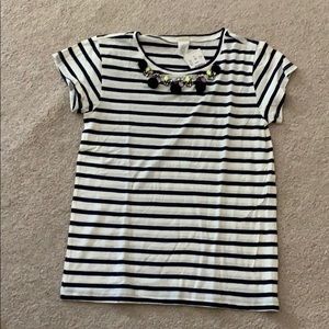 J Crew Girls navy & white striped T-shirt (NWT)